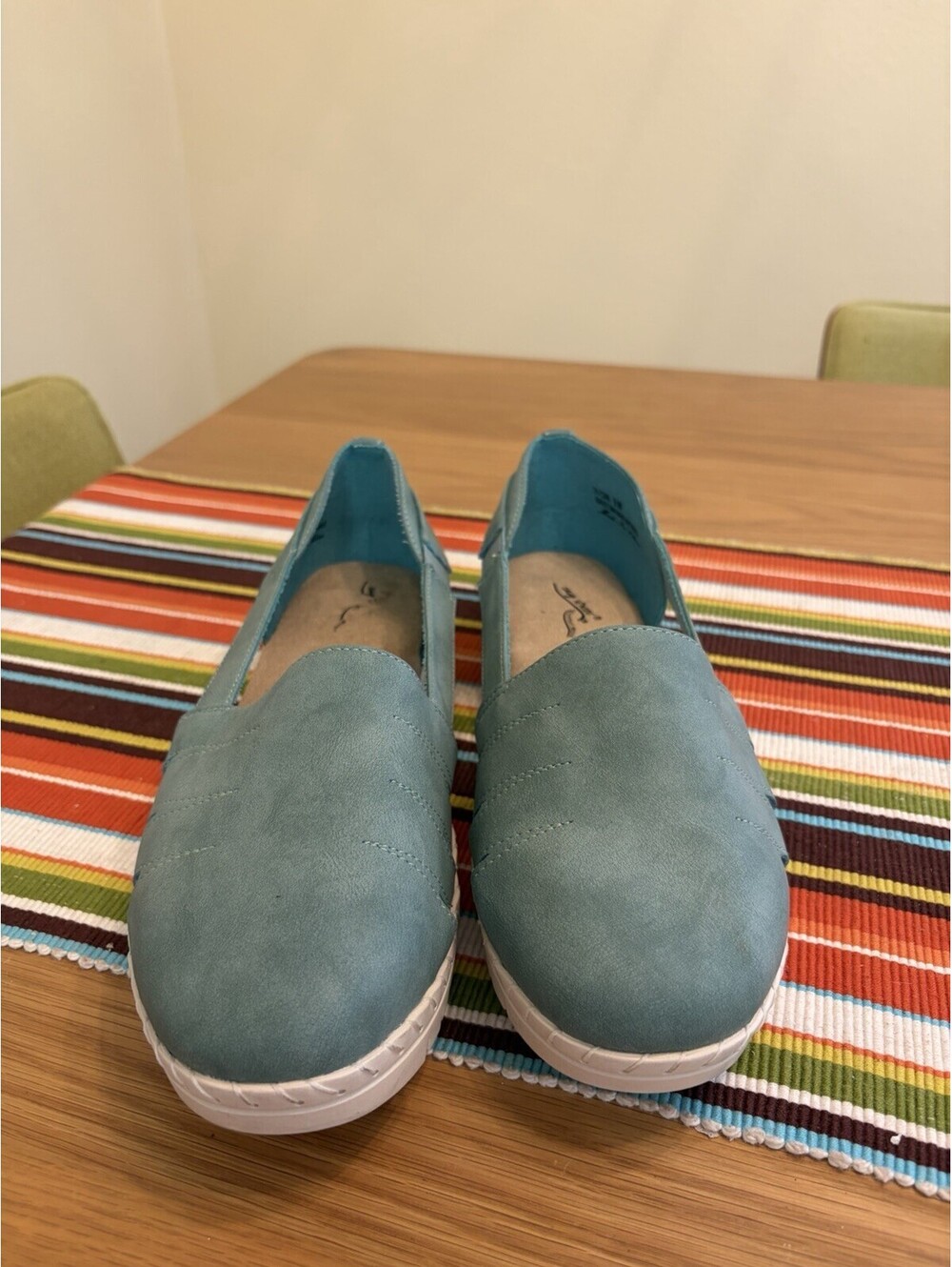 Easy Street Women's Bugsy Comfort Slip-on Flats Turquoise 9W Manmade Materials